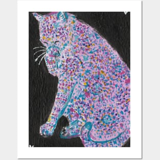 Cute abstract cat design acrylic painting Posters and Art